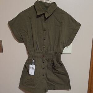 Olive Green Button-Up Jumpsuit